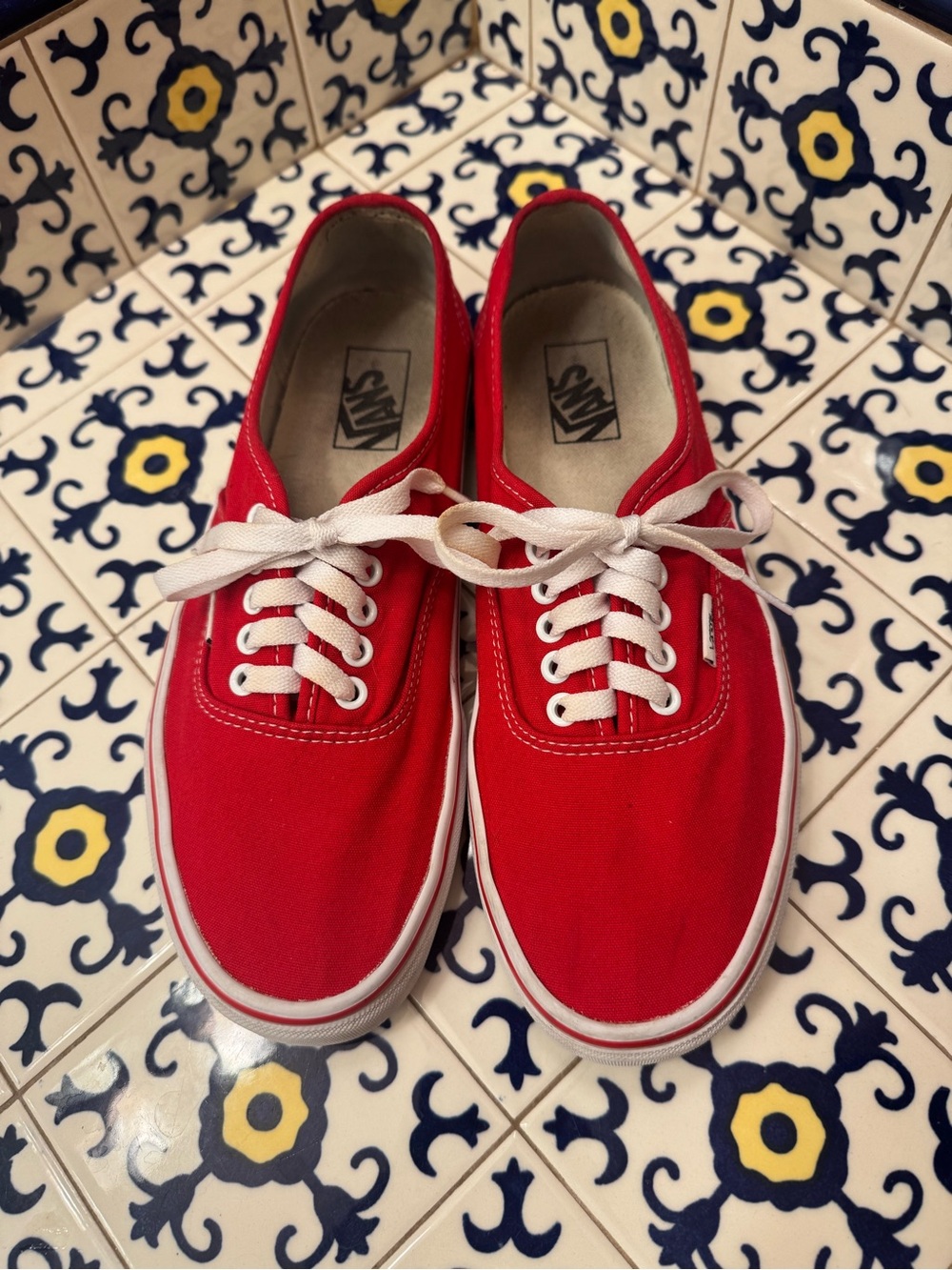 Vans Red Canvas Low-Top Sneakers